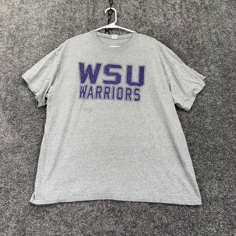 WSU Warriors Shirt Mens XL Gray College Gildan Heavy Cotton Graphic Tee